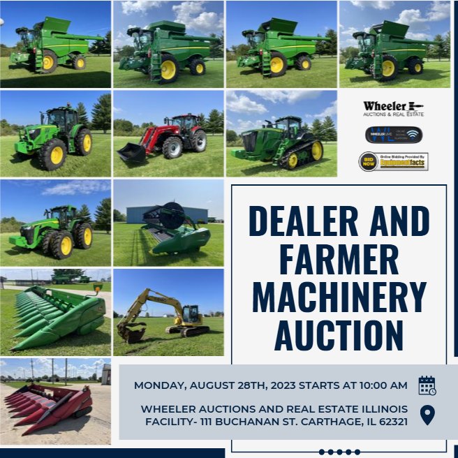 Dealer and farmer machinery auction graphic